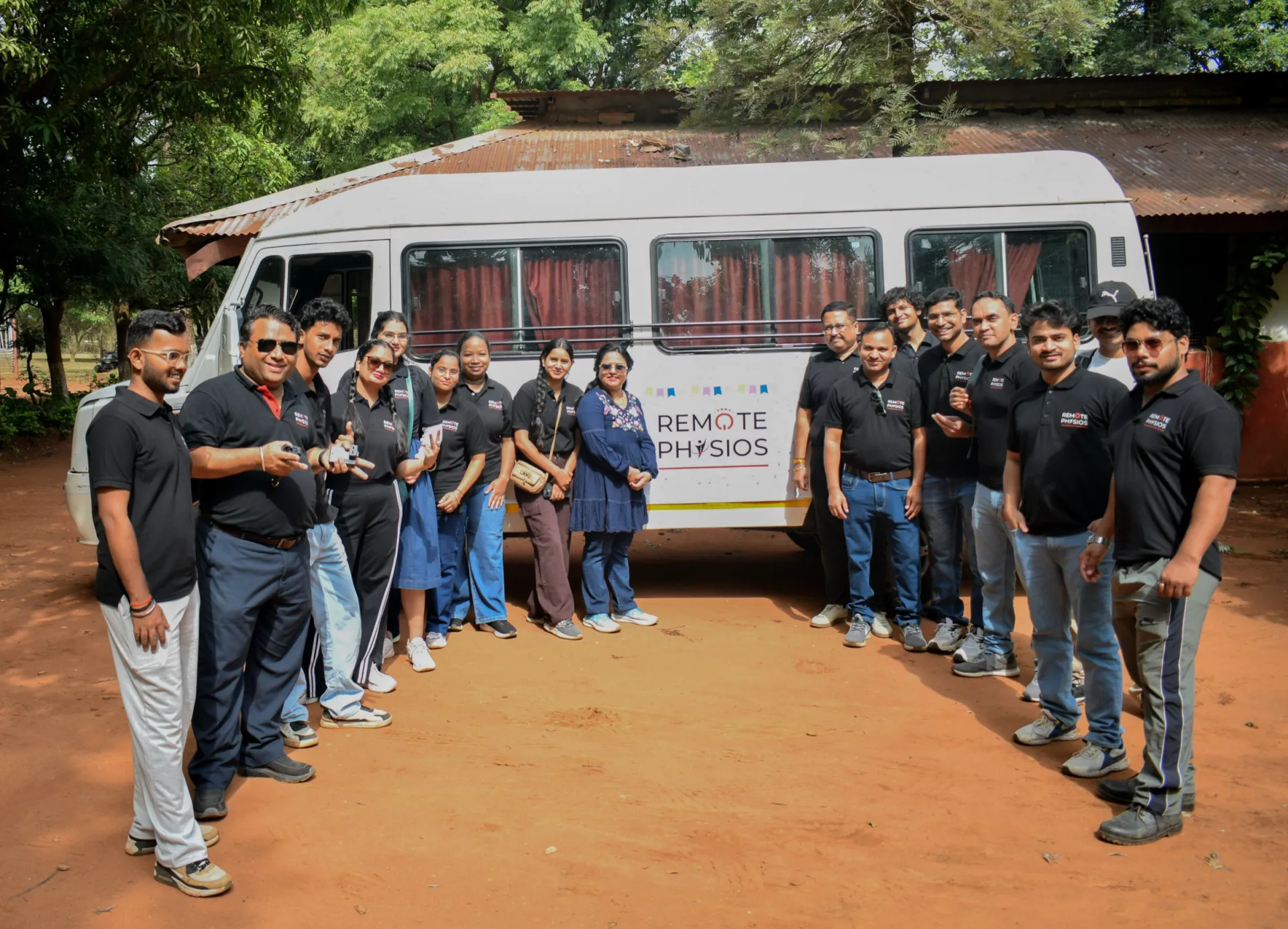 The Remote Physios team together in front of their mobile care van