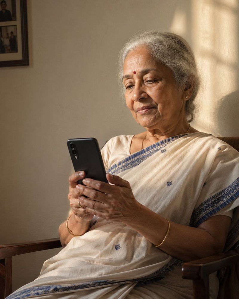Daadi during her first physio video session